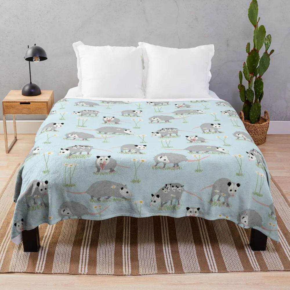 

Opossums and Daisies Throw Blanket Cute Blanket