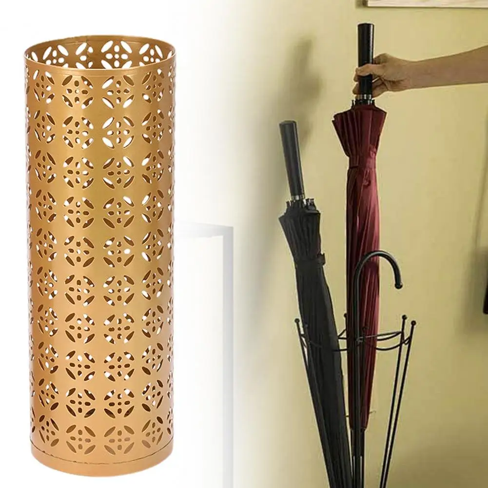 Umbrella Stand Rack Rustproof Compact Design Metal Hollowed Freestanding Round Umbrella Holder Organizer Bin umbrella holder umbrella storage rack
