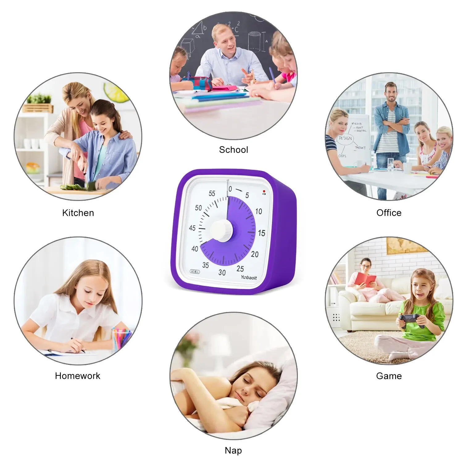 Visual Timer Yunbaoit Upgraded Visual Timer with Protective Case 60 Minute Silent Countdown Timer for Kids and Adults