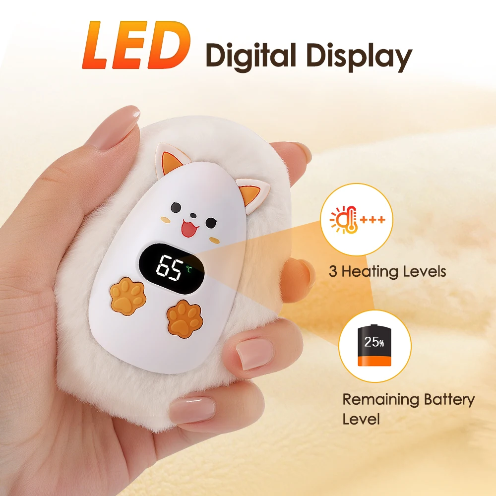 3 Temp Adjustable Electric Plush Hand Warmer Portable Fast Heating Pocket Heater Winter Gift for Men And Women