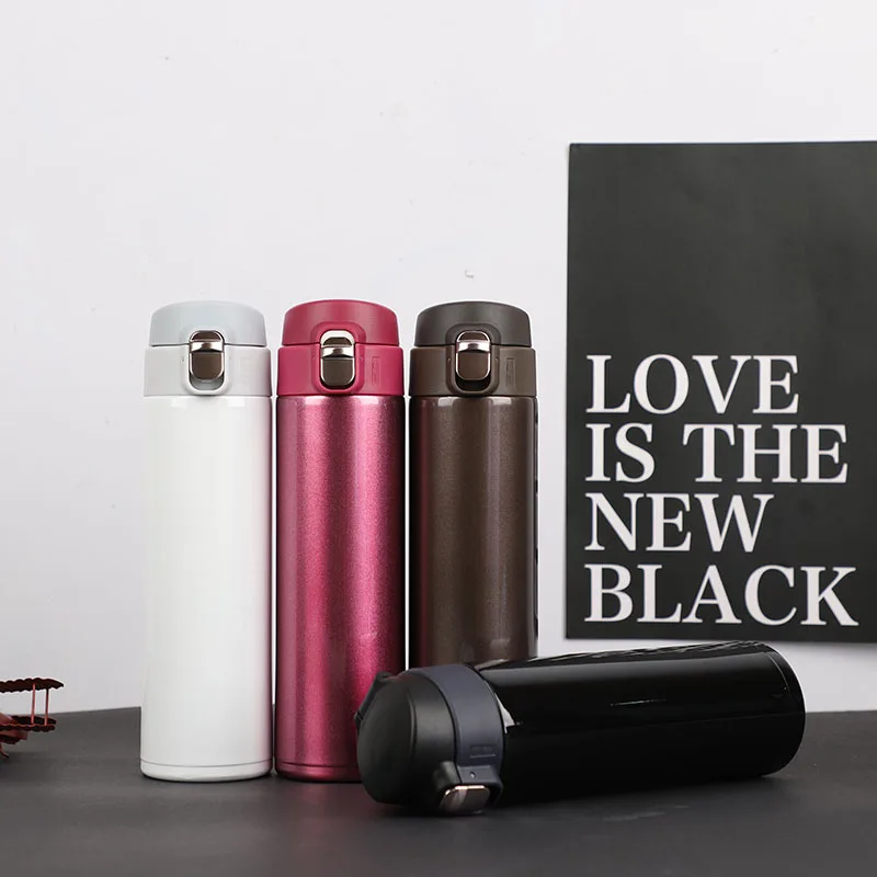 Stainless Steel Bouncing Cover Vacuum Flask Thermos Water Bottle
