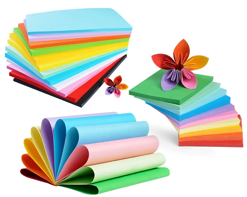 Small Square Cardboard Graft Paper Kindergarten Origami Students DIY Handmade papers craft paper scrapbooking material handmade craft paper diy craft materials handmade paper scrapbooking paper origami paper 100 piece 10 colors set