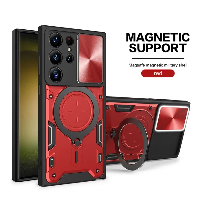 Custodia per Samsung S24 S23 S22 S21 Ultra Plus A55 A35 A15 A34 A14 Custodia magnetica rotante scorrevole con supporto per fotocamera a 360°_voghion.com