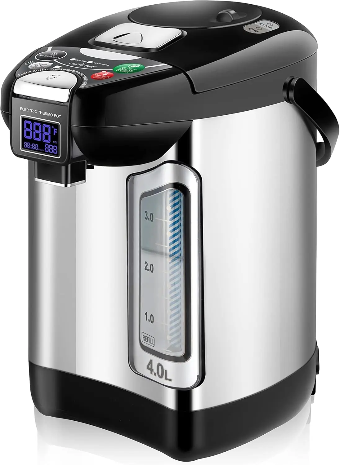 Digital Water Boiler and Warmer-4L/4.23 Qt Stainless Electric Hot Water Dispenser w/ LCD Display, Rotating Base, Keep Warm, Au