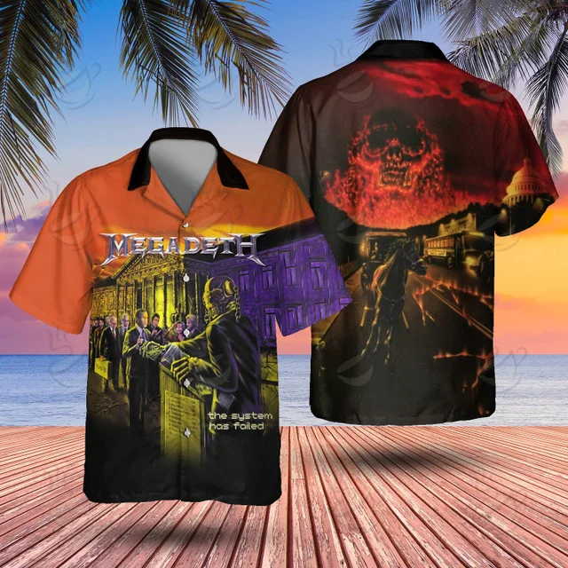 Popular Band Megadeth 3D Printing Hawaiian Shirts Men Women Casual Fashion Short Sleeve Shirt Tops Blouse Man Clothing 5