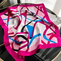 Luxury Square Silk Scarf for Women Hijab Hair Bands Neckerchief Female Satin Shawl Ribbon Headband Fashion Bandana 2024 New 6