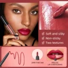 QIBEST Matte Liquid Lipstick&Lip Liner&Lip Gloss 3Pcs Sets Long Lasting Non-stick Cup Red Black Purple Lip Tint Cosmetics Kits 4