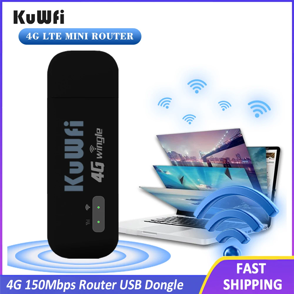 Kuwfi 4G Wireless Router Dongle Usb 150Mbps Usb Modem Stick Mobile Broadband Sim Card Wireless Wifi Adapter 4G Card Router Home