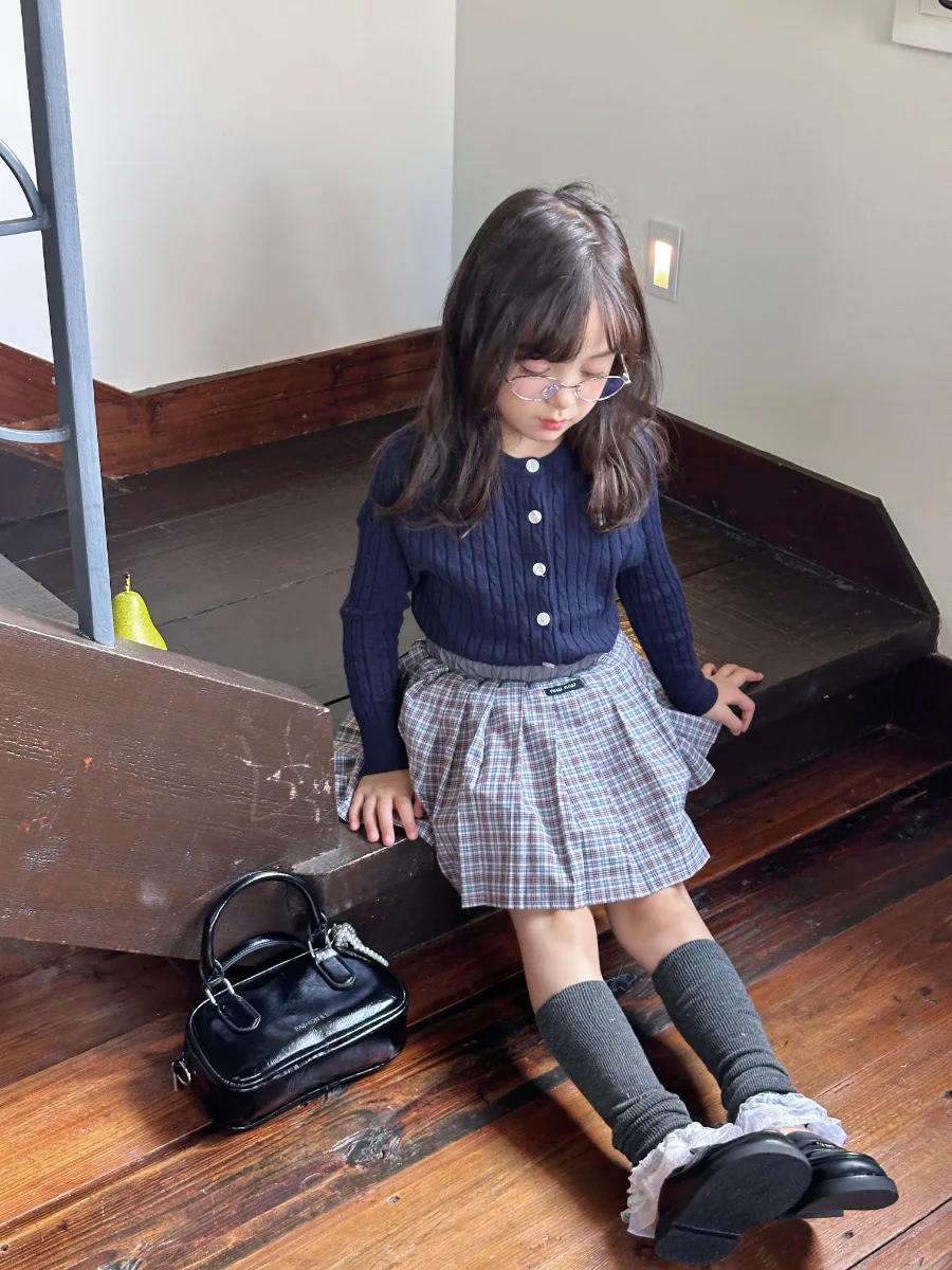 2025년 가을 아동복 한국 니트 스웨터 여아용 봄 가을 니트 가디건 긴팔 스웨터 코트