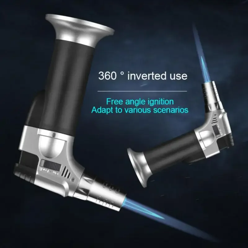 Portable Lighter Metal Flame BBQ Heating Ignition Grill Kitchen Blow Adjustable Cooking Butane Gas Lighter For Men Gift