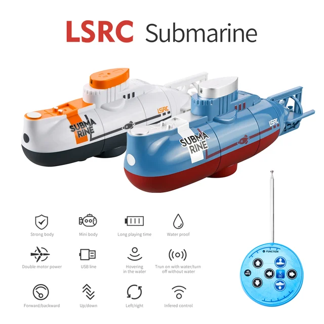 6CH RC Submarine Model Diving Boat Remote Control Rechargeable Toy Boat Submarine Ship Electric RC Submarine Ship Model 3