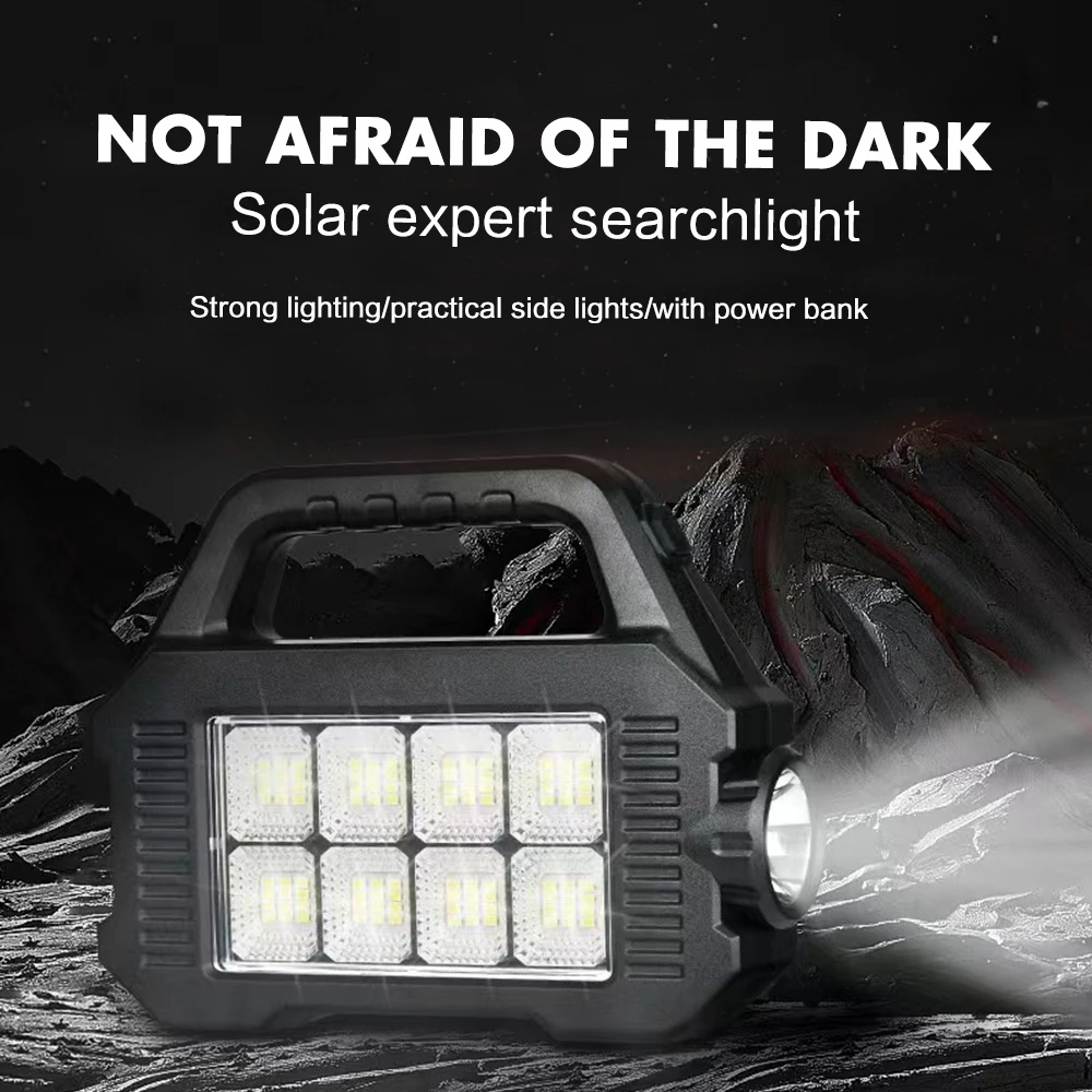 

Solar LED Flashlight Rechargeable COB Outdoor Camping Work Light Multi Functional Portable Light Solar Charging 6 Lighting Modes
