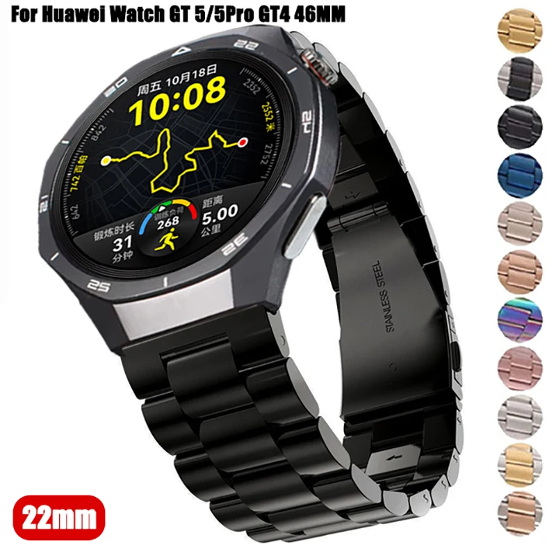22mm Stainless Steel Strap For Huawei Watch GT 6 Pro 46mm GT6 GT5