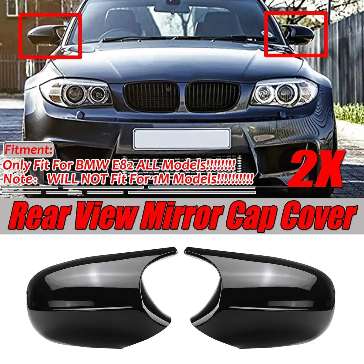 

2x Car Rearview Mirror Cap Wing Side Mirror Cover For BMW E90 E91 2008-2011 E92 E93 2010-2013 Rear View Mirror Shell Case Trim