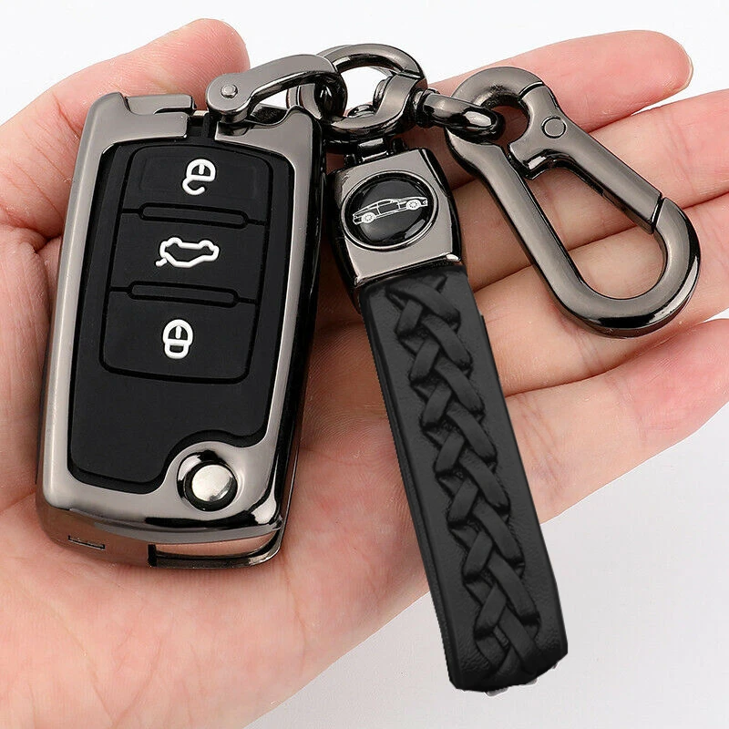 Zinc Alloy Metal Car Flip Key Fob Case Cover For VW Volkswagen Golf Bora Jetta Scirocco Tiguan Polo Skoda Octavia Superb Key Case Key Case Cover Car Key Shell Flip Key Fob Shell