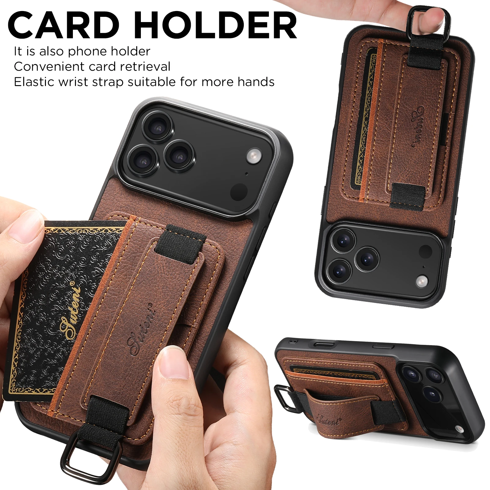 Versatile Wrist Strap Ring Buckle Card Holder Stand Phone Case Accessory
