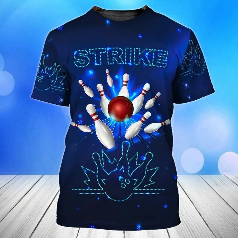 

2024 New Bowling Shirt Men's T-shirt Summer O-Neck Casual Short-sleeved Jersey Sportswear Gym Tops Unisex Oversized Fashion Tees