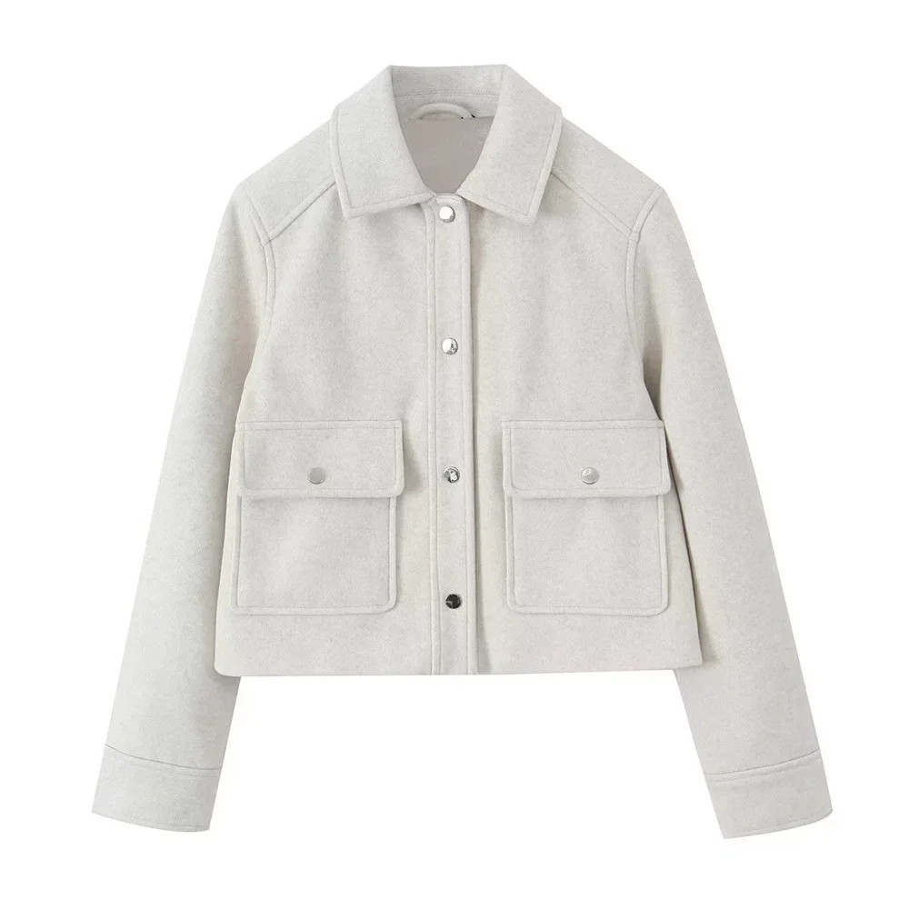2024 Autumn New Women's Casual Polo Collar Long Sleeve Texture Fashion Versatile Jacket Coat