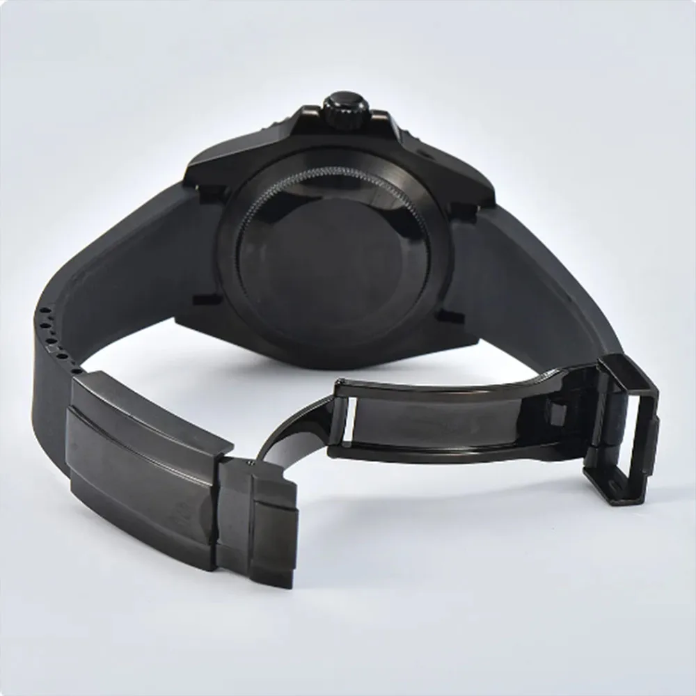 Bracelet De Montre Caoutchouc/plastique Noir – Boucle Coulissante Acier Inox – Neuf