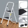 2 Steps Ladder Safety Non Slip Mat Tread Foldable Kitchen Steel Step Stool White 5