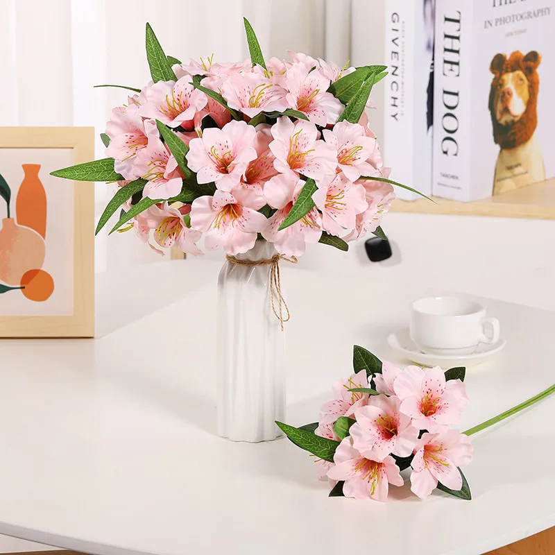 

10Pcs 3D Printing Morning Glory Flower Luxury Home Decoration Fake Silk Flowers Lilies Wedding Bridal Bouquet Photography Props
