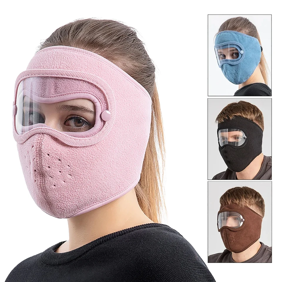 

Ветрозащитная Теплая Лыжная велосипедная маска Зимние флисовые защитные шапки для лица с очками противотуманная дышащая Спортивная Балаклава унисекс