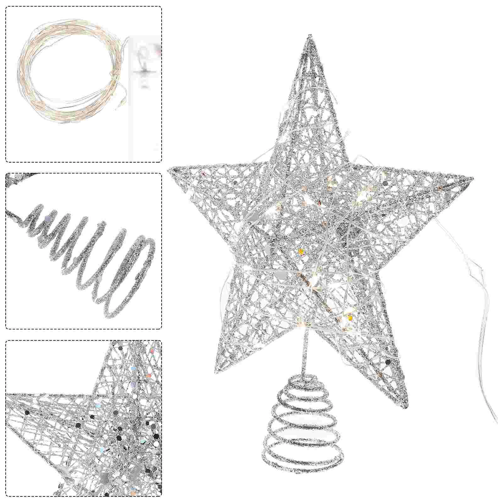 

Christmas Tree Top Star Lights Treetop Dining Table Decor Fine Creative Topper Wrought Iron Five-pointed