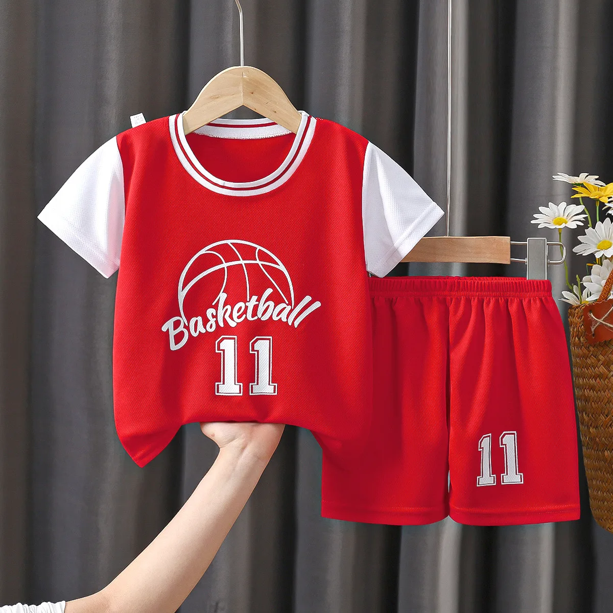 thumbnail image 1 of Conjunto de chaleco sin mangas para niño, ropa de verano, chándal informal fino, ropa para niño, traje deportivo, camiseta + Pantalones cortos, ropa para niño, 1 of 5