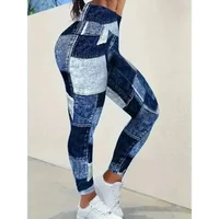 Women's Plus Size 1XL-5XL Casual Tights Sports Pants Casual Colored Slim Fit Pants Imitation Denim Tight High Waist Leggings - Image 2