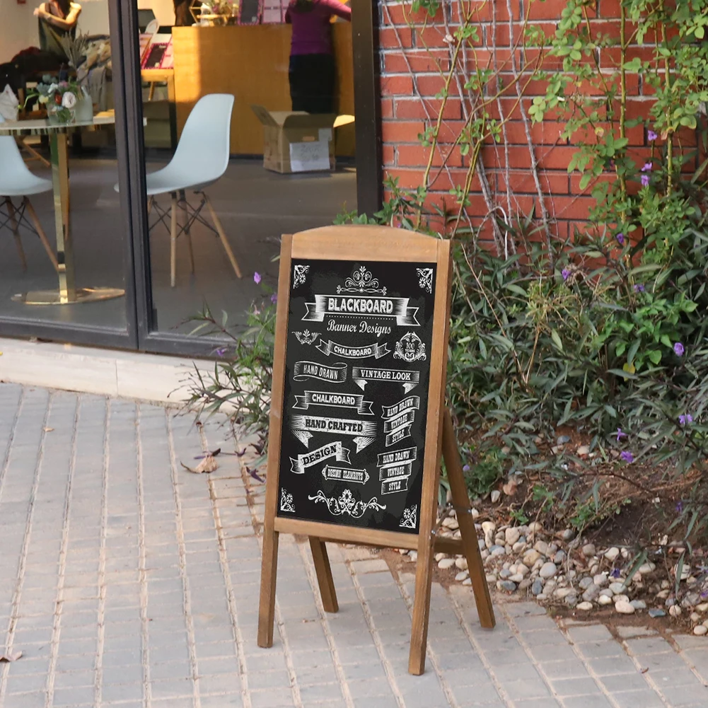 Wooden Blackboard Wooden Chalkboard Wooden A Frame Chalkboard Sign Standing Pavement Chalkboard Easel Magnetic Blackboard Display Stand Sandwich Board