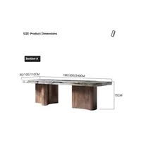 Table à manger en marbre naturel sur mesure, toutes tailles, extra longue, base en bois massif, haut de gamme, résistante aux rayures et aux taches, mobilier de salle à manger pour villa 5