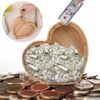 Wooden Piggy Bank Heart Shaped Coin Bank Transparent Love Piggy Bank Desktop Money Pot for Boys Girls Birthday Gift 1