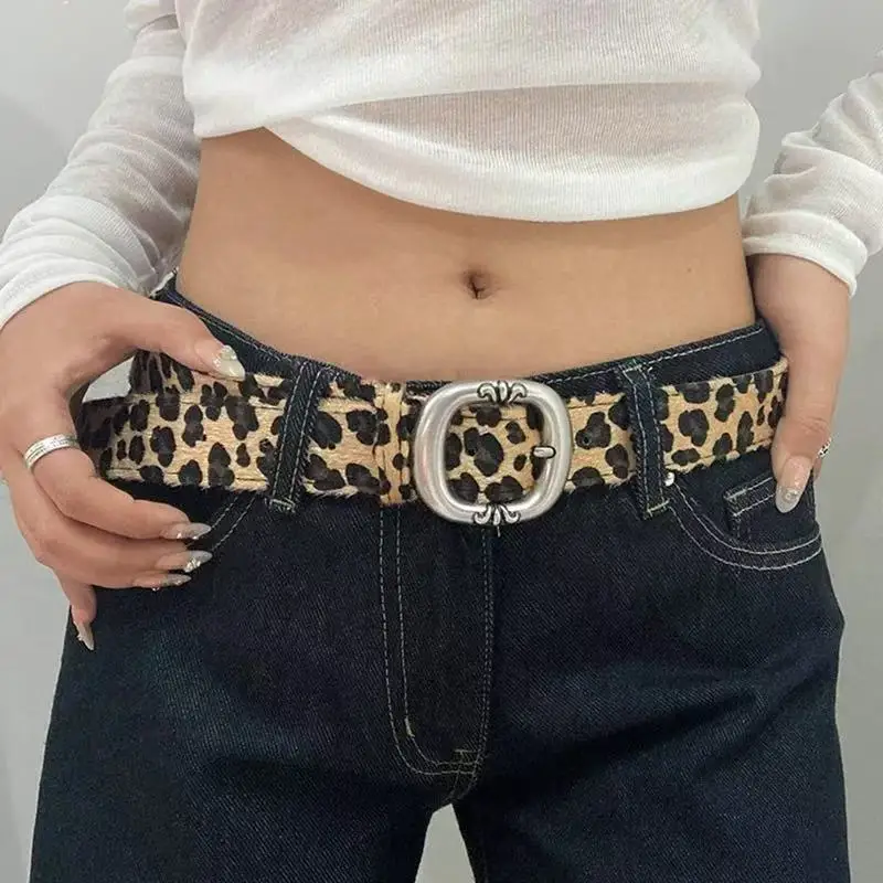 Shibuya Hot Girl Leopardenmuster Damengürtel Retro Vielseitiger verstellbarer Nadelschnallengürtel y2k gepaart mit Rock Jeansgürtel – Detail 4