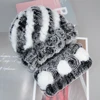 New Fashion Real Fur Hats Scarves Sets Women Winter Knitted Real Rex Rabbit Fur Hat Scarf Ladies Natural Fur Hats Mufflers Sets 4