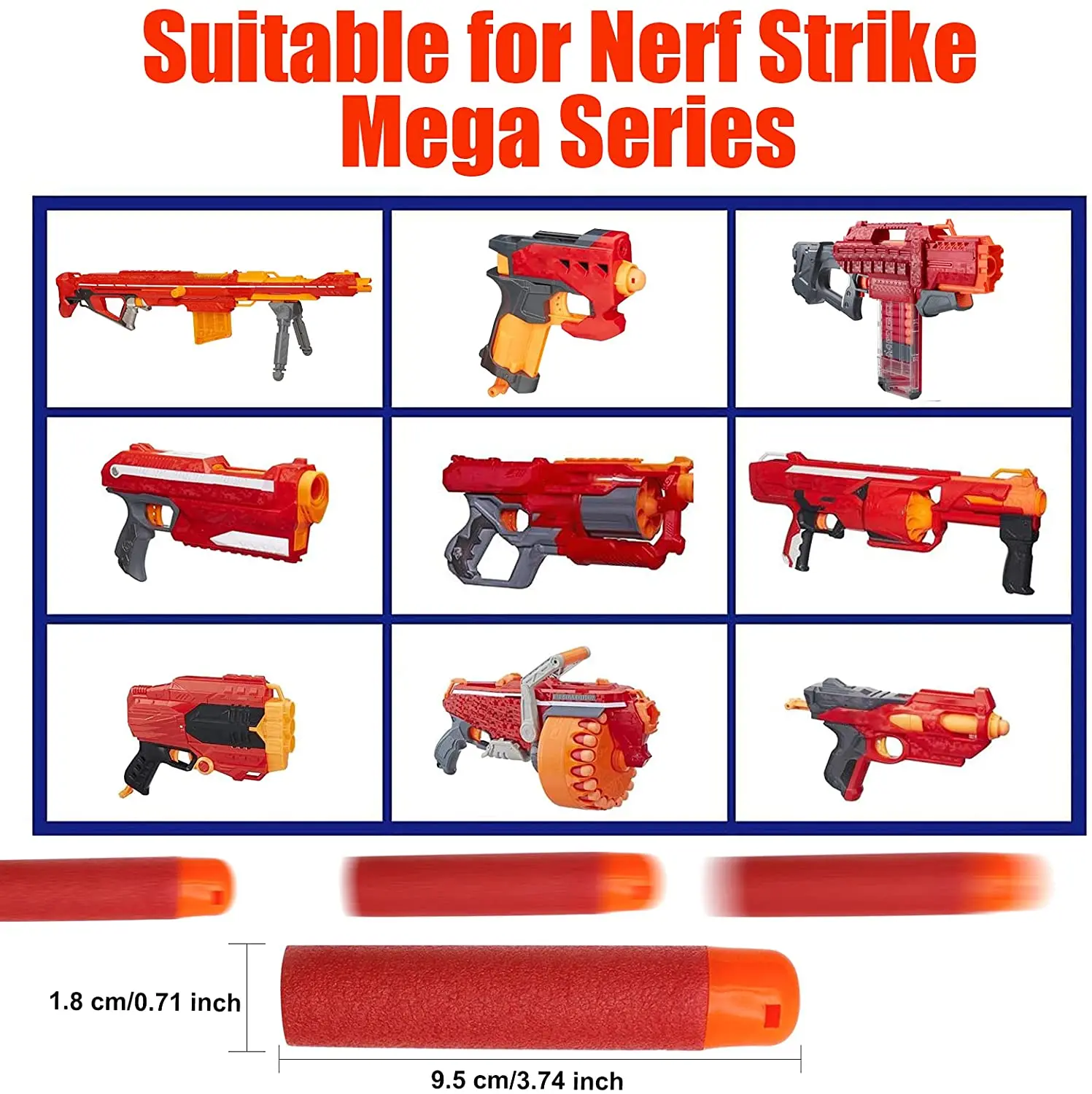 Pacote Universal de Balas de Recarga Mega Dart, Compatível com Armas Nerf,  N-Strike Mega Series, 9,5 cm, 36 peças - AliExpress