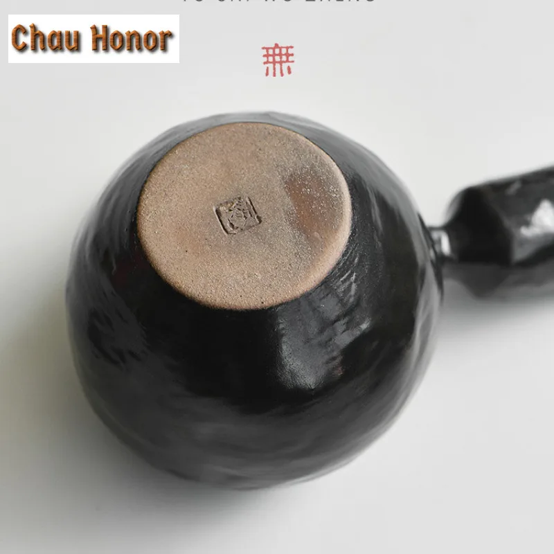 140ml Japanese Coarse Pottery Side Handle Teapot Elegant Tea Infuser Pot Tea Brewing Kettle with Strainer Tea Ceremony Ornaments