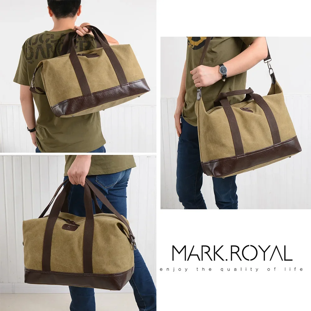 MARKROYAL High Capacity Canvas Travel Bags Men Outdoor Luggage Bag One Shoulder Portable Diagonal Package Weekend