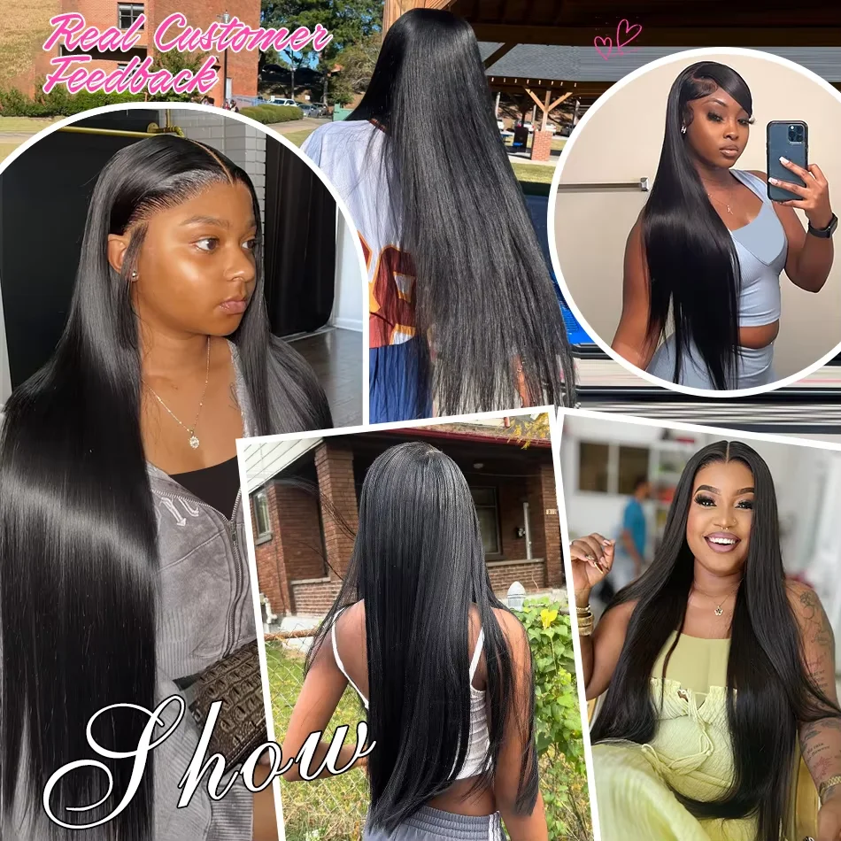 40 Inch Bone Straight Human Hair Wigs 13x4 13x6 HD Lace Frontal Wigs 250% Density Body Wave Lace Front Human Hair Wigs 5