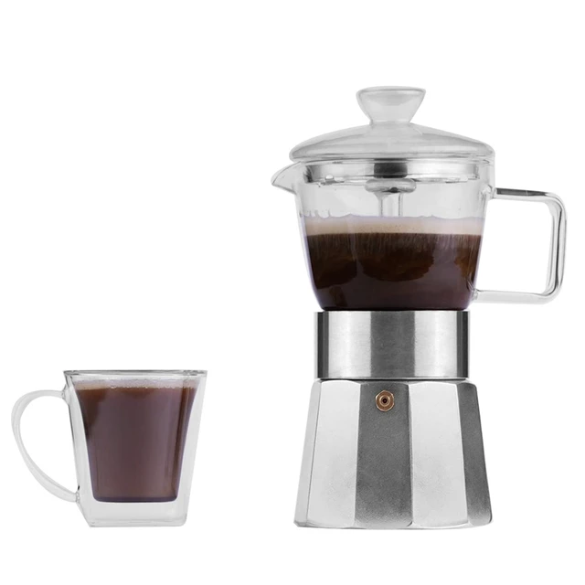  Grasseed Luxurious Crystal Glass & Stainless Steel Moka Pot,  Stovetop Espresso Maker for Flavored Strong Coffee, Italian Cafetera, for  all types of hobs-Dishwasher Safe-6 Espresso Cup/240 ml/8.5 oz: Home &  Kitchen