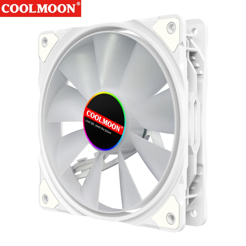 COOLMOON 냉각 선풍기, 120mm, 5V 3 핀 ARGB 케이스, 선풍기 아우라 싱크 섀시 쿨러, 4 핀 PWM 유압 베어링, 사일런트 컴퓨터 액세서리