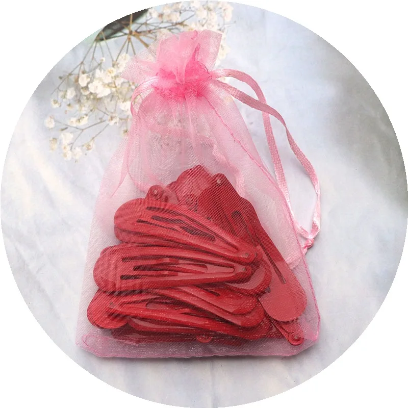 

20Pcs/Set Fashion Glitter Big Snap Hair Clips For Women Girls Red Color Alloy Hairpins Water Droplet Female Hair Accessories