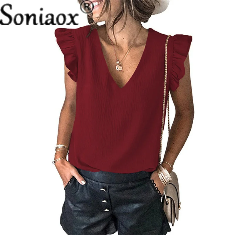 T-shirts & Débardeurs Femme, T-shirt ruban boho Rouge