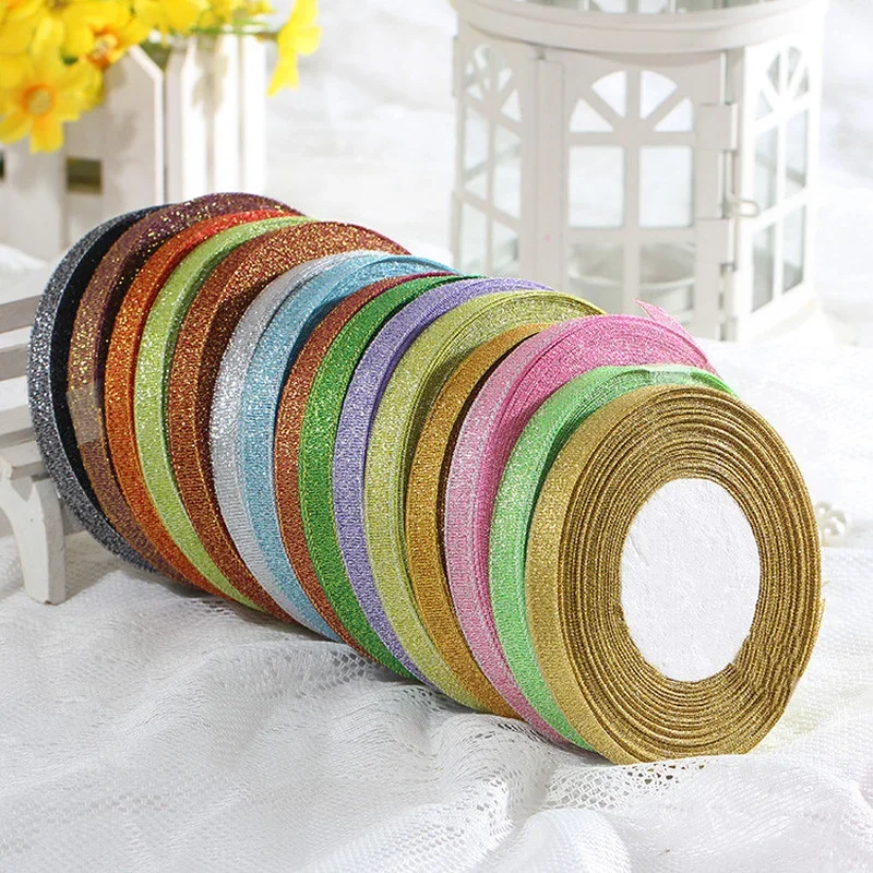 Multicolor Organza Ribbon 10mm 22meter/lot Glitter Embroidered Onions Ribbons Wedding Cake Gift Decoration DIY Craft Supplies
