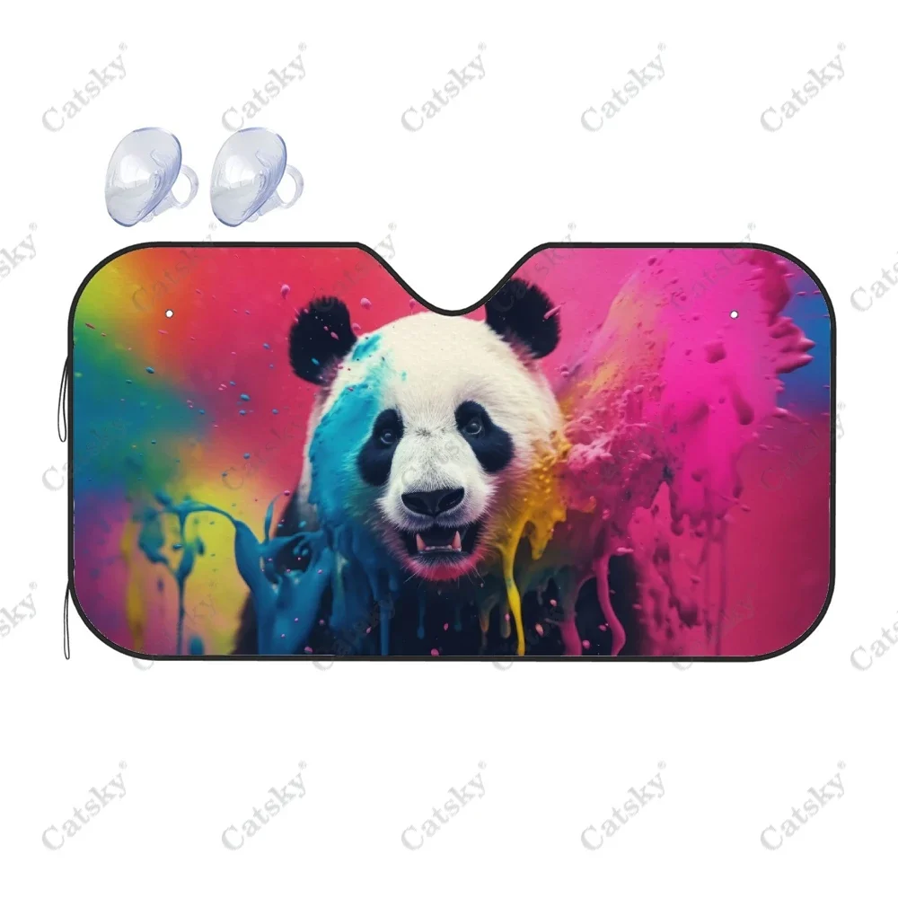 

Paint Splatter Panda Animal Car Windshield Sunshade, Front Auto Car Windshield Sun Shade Blocks Uv Rays Sun Visor Protector