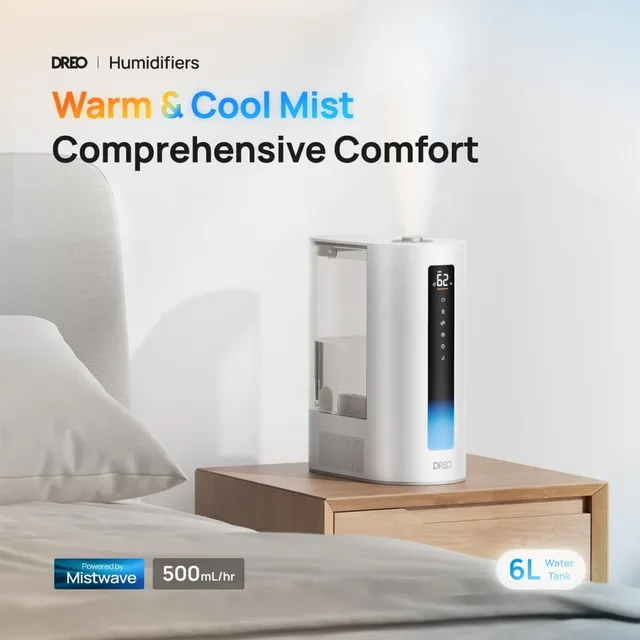 6L Humidifier, Warm & Cool Mist Humidifier for Bedroom, High Precision Humidity Sensor and Indicator Light 2