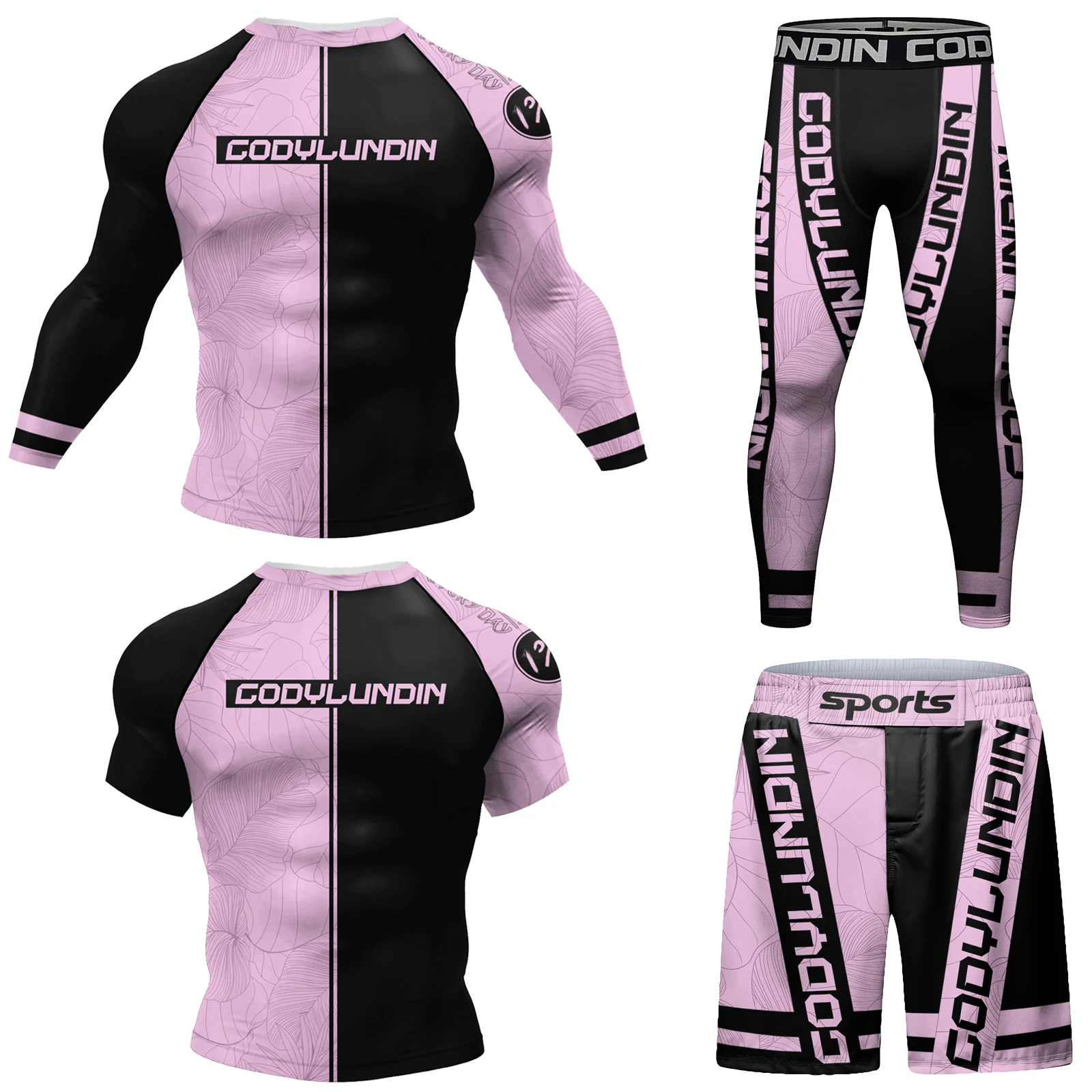 New Designer Boxing Jersey jiu jitsu No Gi Rashguard Set Pink Compression Active Wear For Men Women Custom Grappling Fightwear 3
