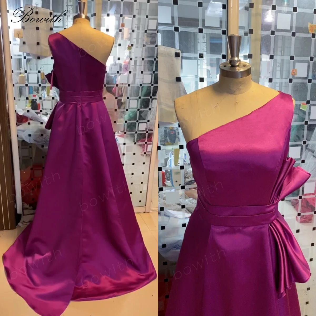 Bowith One Shoulder Evening Dress Wedding  Party Prom Dresses 2023 with Belt Luxury Gowns Elegant Woman Dress vestido de noche