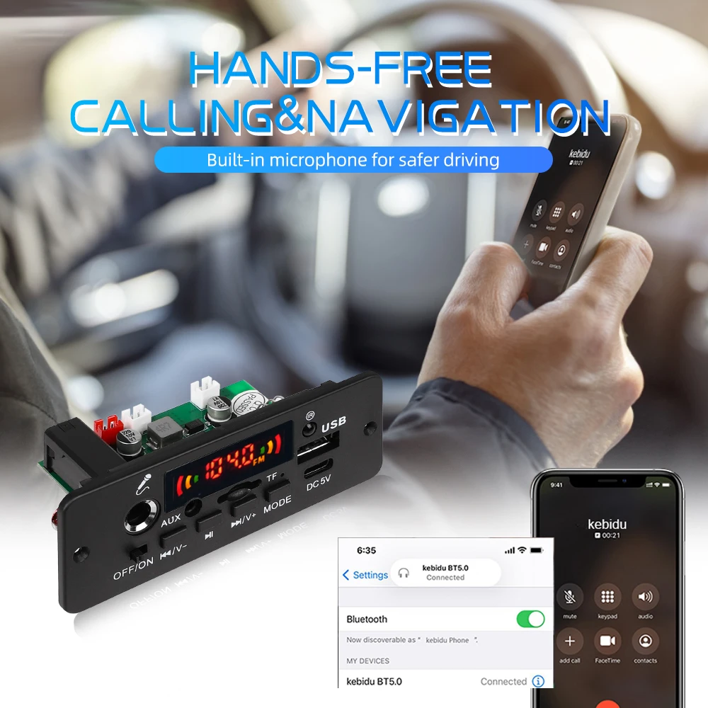 MP3 MP4 Player 2*3W Amplifier DIY MP3 Decoder Board Bluetooth Music Player Car FM Radio Module