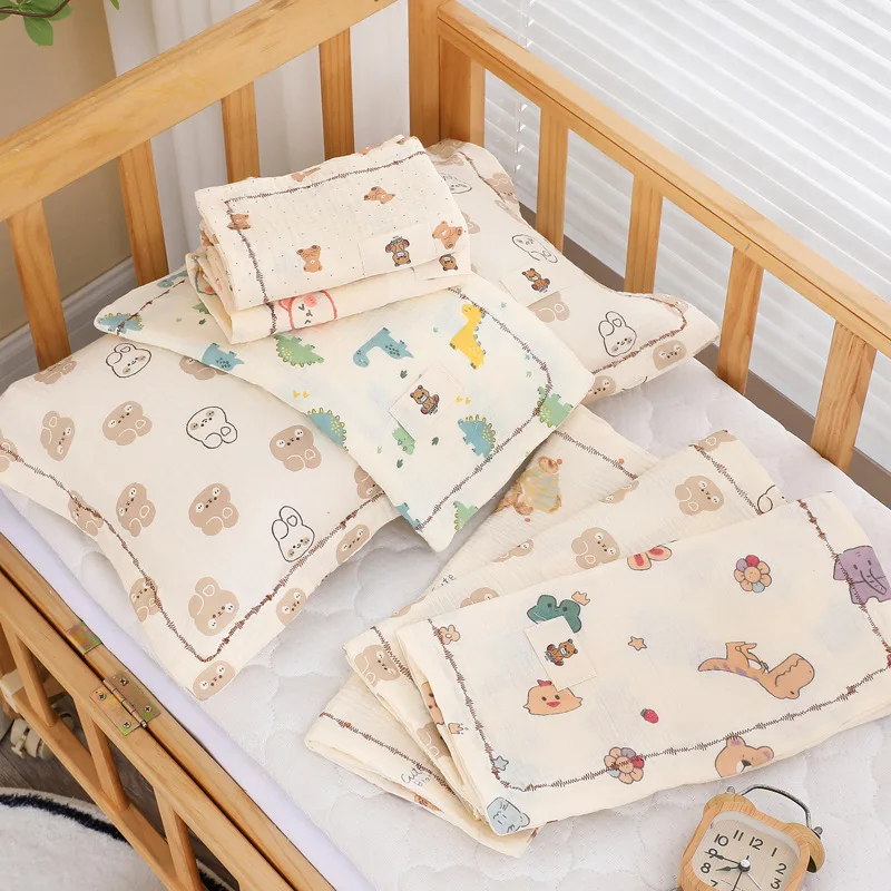 Children's gauze pillowcase pillow towel single strip baby cotton soft absorbent Class A bedding
