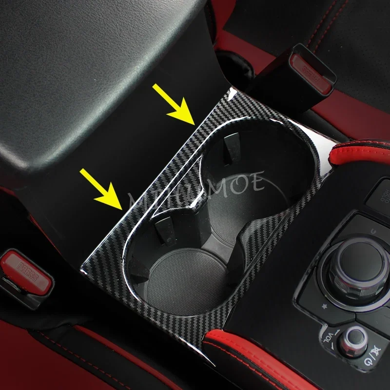 탄소 섬유 컵 홀더는 Mazda CX-5 KF 용 커버를 둘러싸고 있습니다. 2017 2018 2019 2020 2021 2022 2023 2024 액세서리